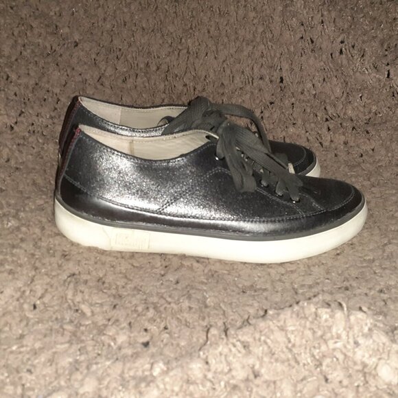 FITFLOP-Supertone Sneaker-Metallic Pewter Leather-LaceUp-Sz 6-Excellent - Picture 5 of 8